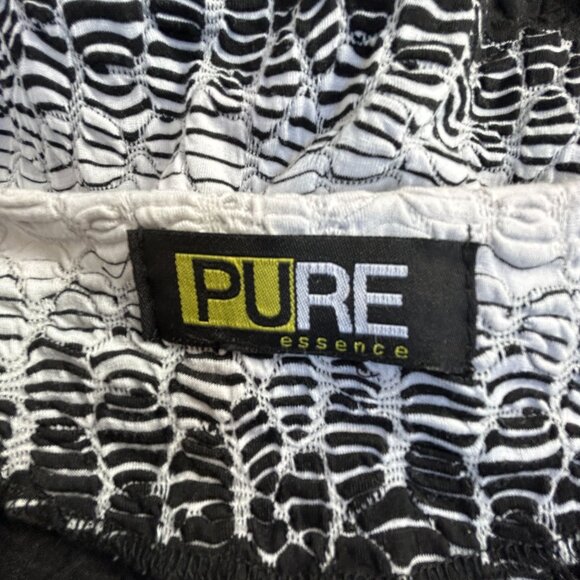 Pure Essence Womens Crinkle Textured Striped Button-Front Swing Jacket Black - Picture 3 of 7